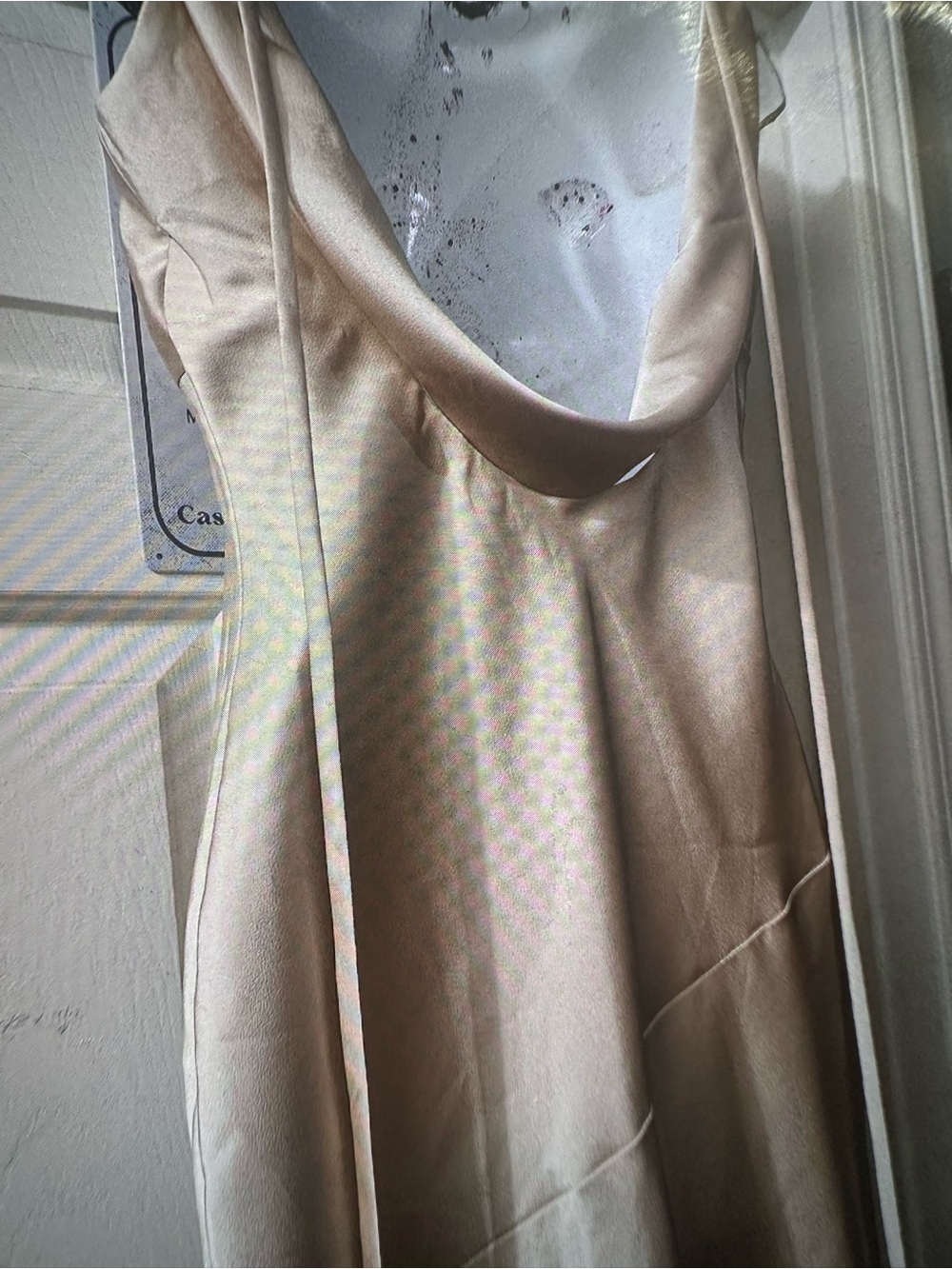 Golden Satin V-Neck Maxi Dress - Picture 5 of 6